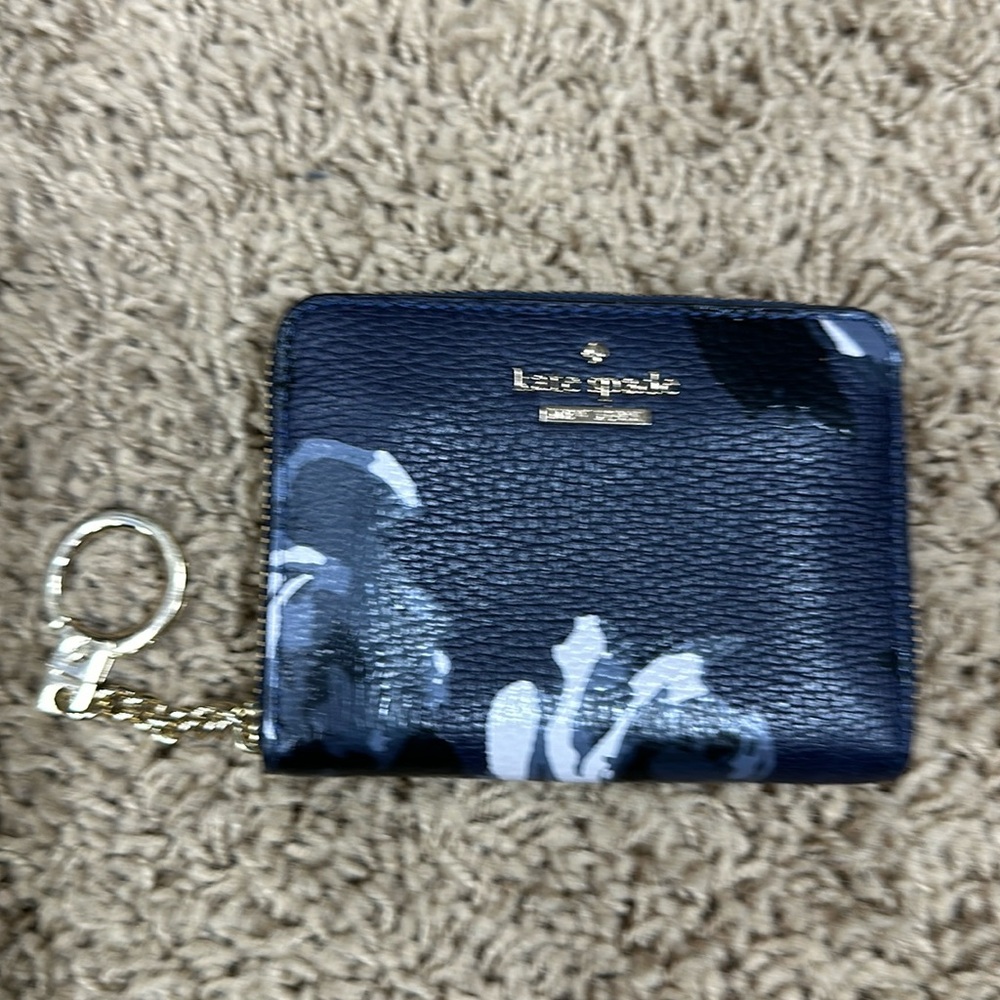 Blue flower Kate spade key chain wallet